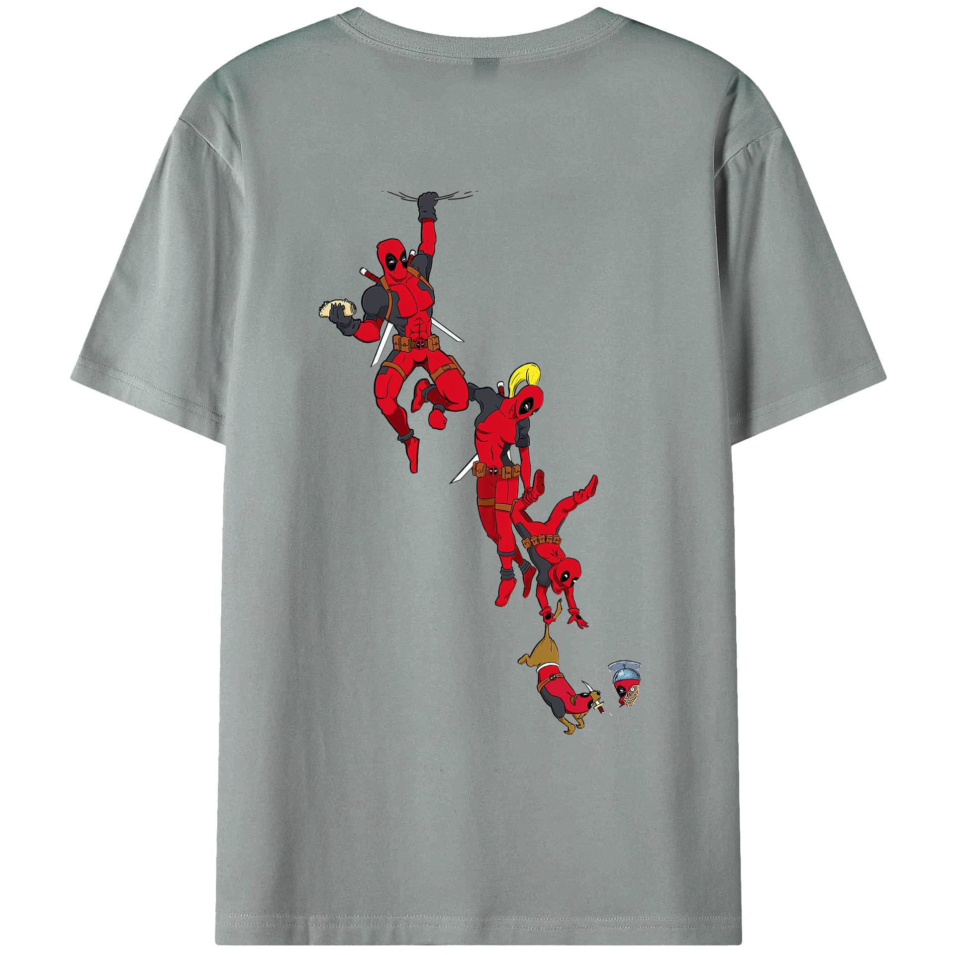 （画像用） Deadpool デッドプール 綿100％ メンズ半袖Tシャツ（バックプリント） 通気性